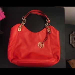Michael Kors Orange Bag w Gold Chain